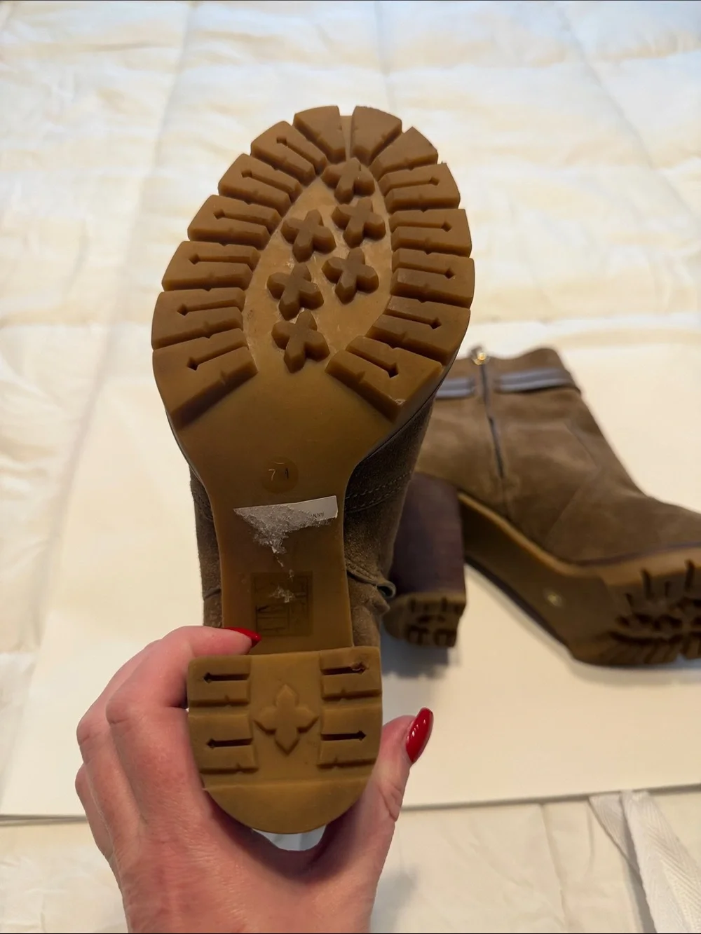 Tory Burch Brown Suede Ankle Booties with Logo Strap